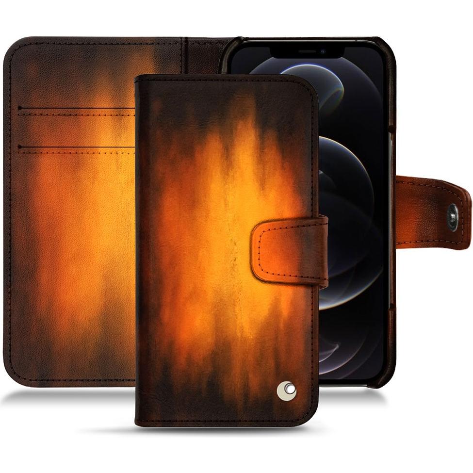 Noreve Lederschutzhülle Wallet (Apple iPhone 12 Pro Max), Smartphone Hülle, Violett