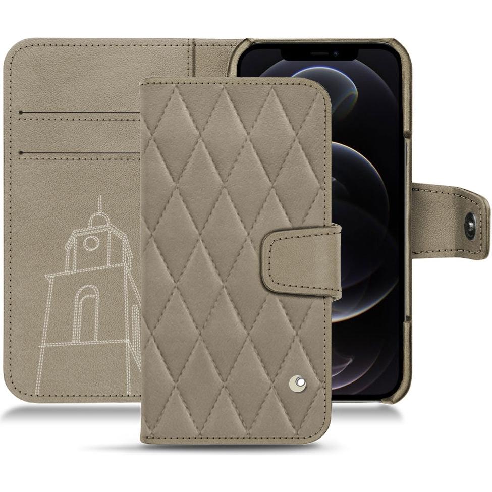 Noreve Lederschutzhülle Wallet (Apple iPhone 12 Pro Max), Smartphone Hülle, Beige