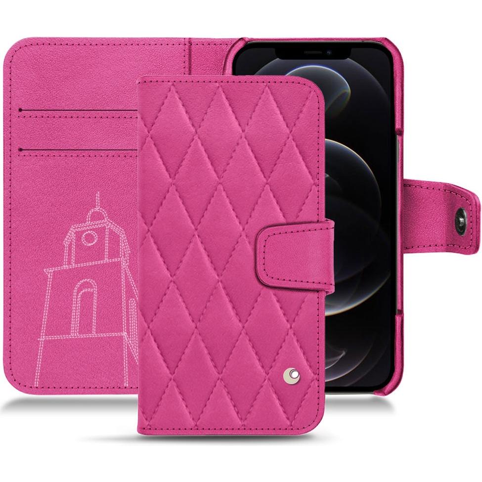 Noreve Lederschutzhülle Wallet (Apple iPhone 12 Pro Max), Smartphone Hülle, Rosa