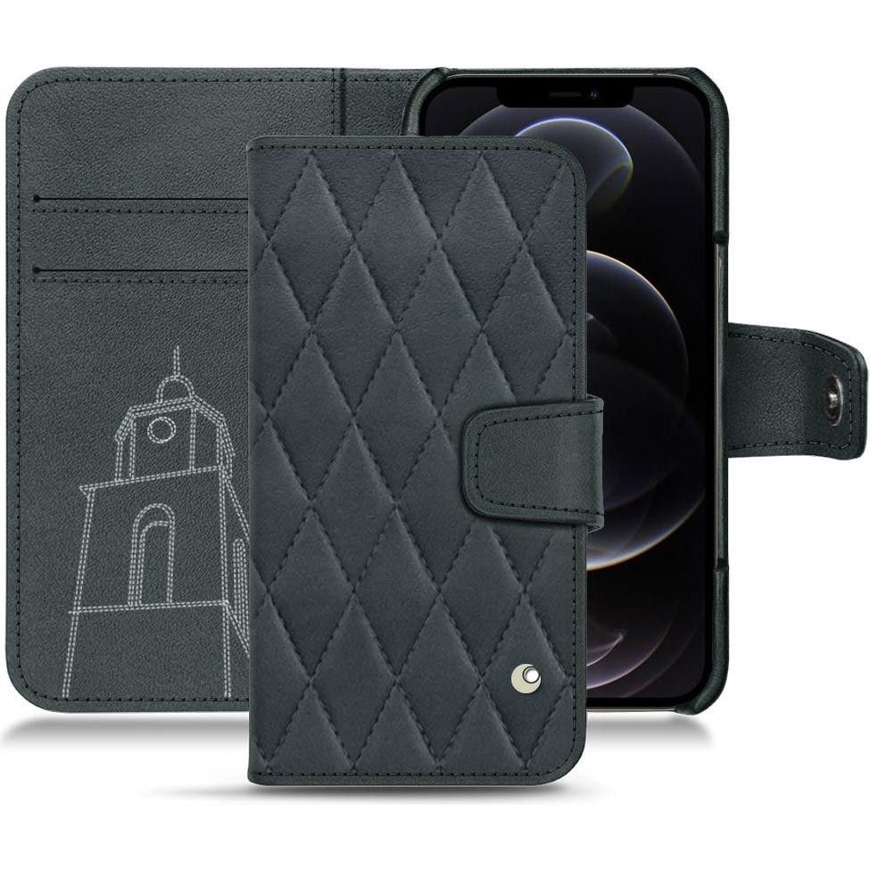 Noreve Lederschutzhülle Wallet (Apple iPhone 12 Pro Max), Smartphone Hülle, Blau