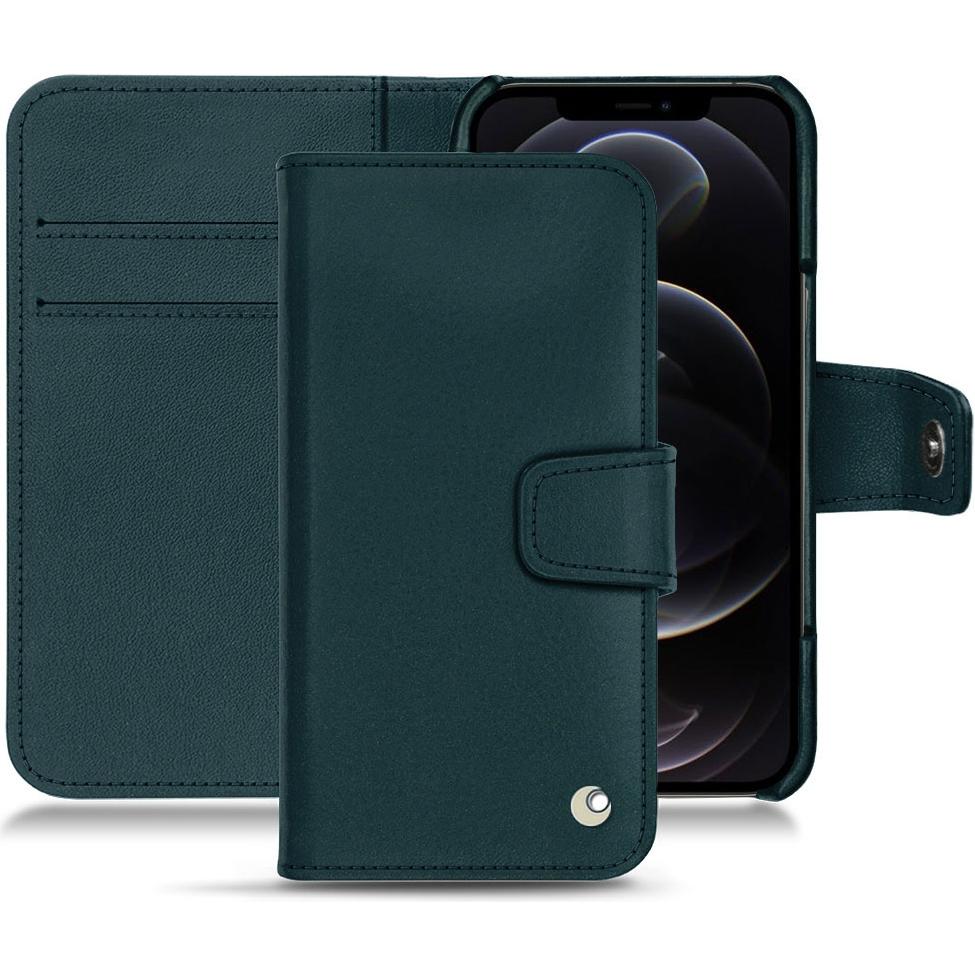 Noreve Lederschutzhülle Wallet (Apple iPhone 12 Pro Max), Smartphone Hülle, Blau