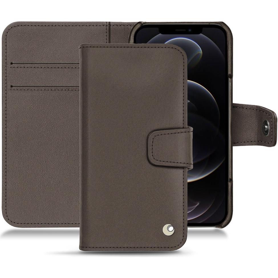 Noreve Lederschutzhülle Wallet (Apple iPhone 12 Pro Max), Smartphone Hülle, Grau