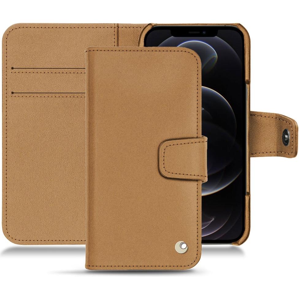 Noreve Lederschutzhülle Wallet (Apple iPhone 12 Pro Max), Smartphone Hülle, Beige