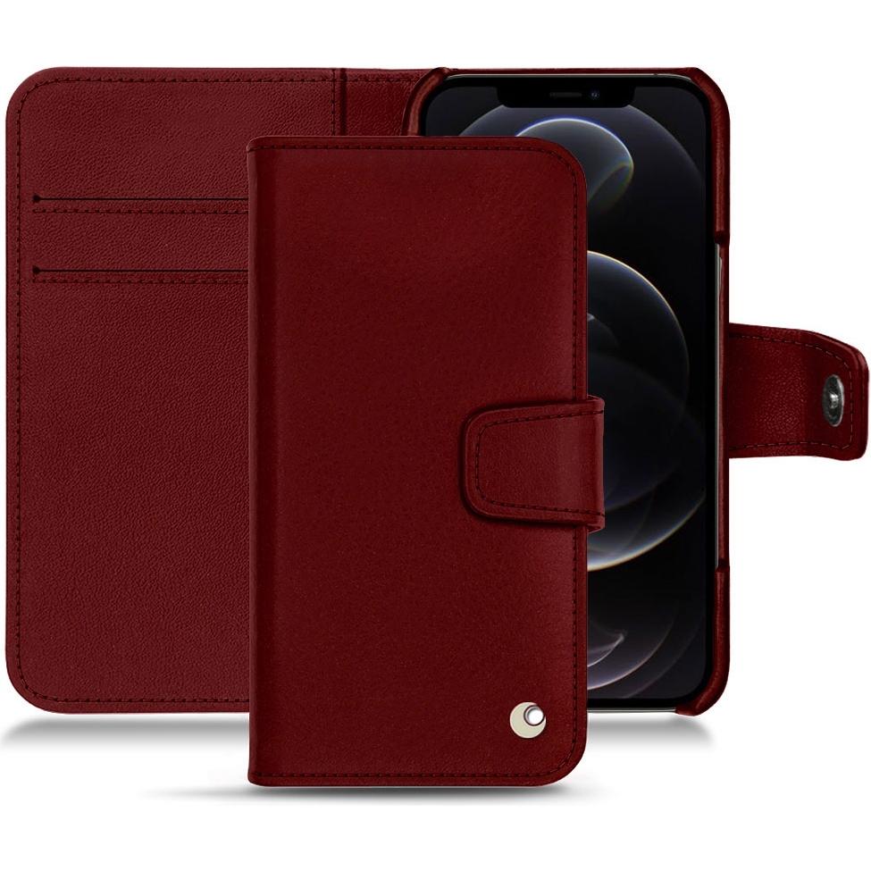 Noreve Lederschutzhülle Wallet (Apple iPhone 12 Pro Max), Smartphone Hülle, Rot