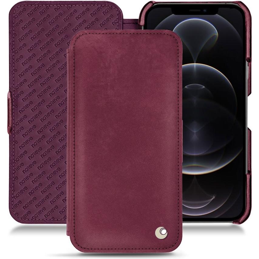 Noreve Lederschutzhülle horizontal (Apple iPhone 12 Pro Max), Smartphone Hülle, Violett