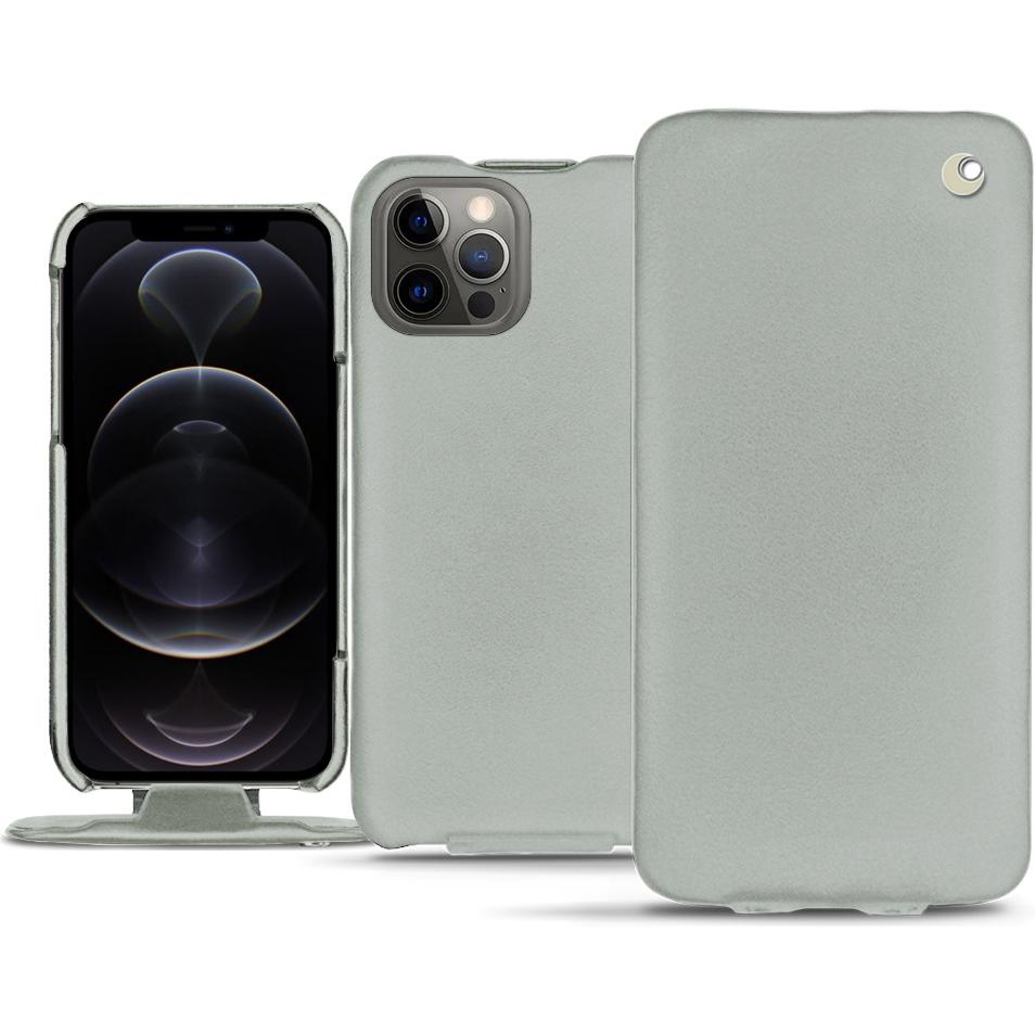 Noreve Lederschutzhülle vertikal (Apple iPhone 12 Pro), Smartphone Hülle, Grau
