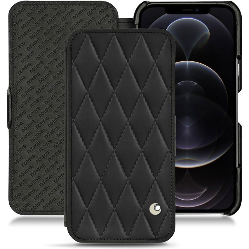 Noreve Lederschutzhülle horizontal (Apple iPhone 12 Pro Max), Smartphone Hülle, Schwarz