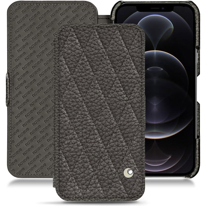 Noreve Lederschutzhülle horizontal (Apple iPhone 12 Pro Max), Smartphone Hülle, Grau