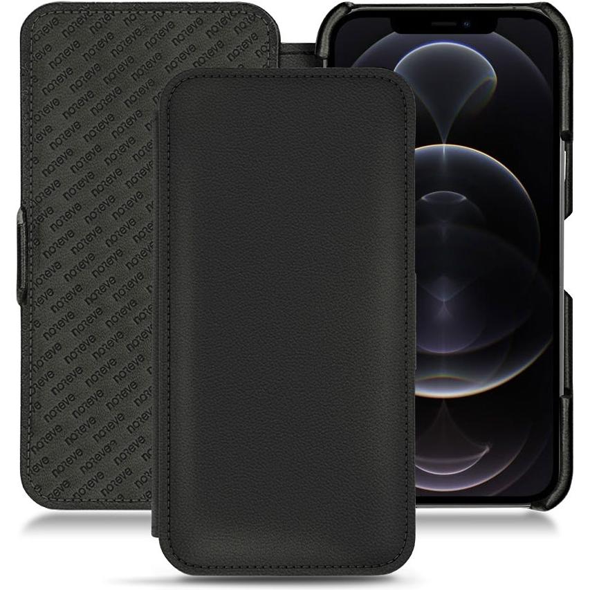 Noreve Lederschutzhülle horizontal (Apple iPhone 12 Pro Max), Smartphone Hülle, Schwarz