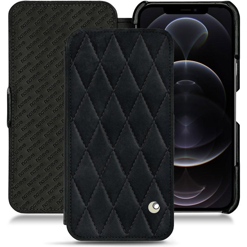 Noreve Lederschutzhülle horizontal (Apple iPhone 12 Pro Max), Smartphone Hülle, Schwarz