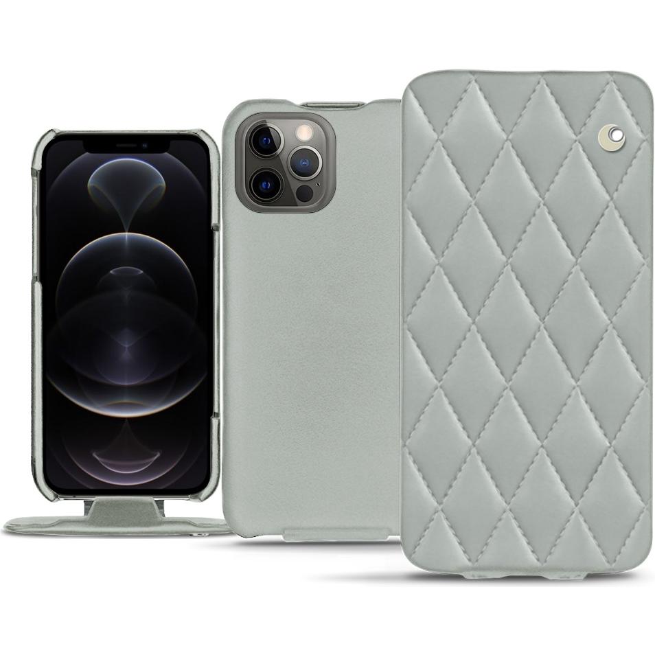 Noreve Lederschutzhülle vertikal (Apple iPhone 12 Pro), Smartphone Hülle, Grau