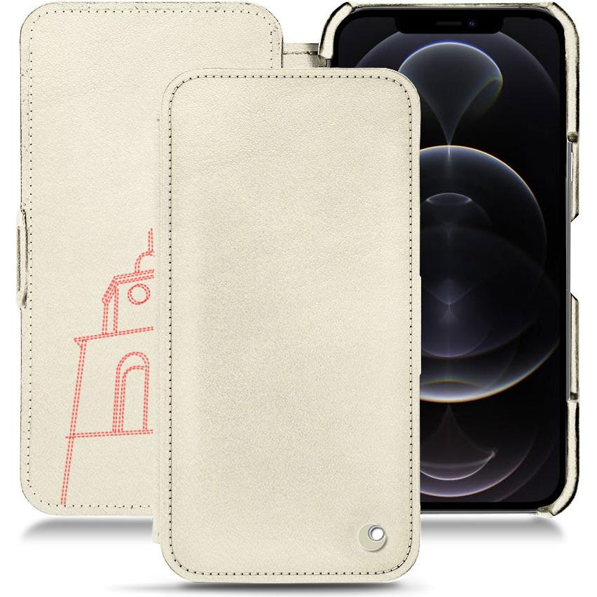 Noreve Lederschutzhülle horizontal (Apple iPhone 12 Pro Max), Smartphone Hülle, Weiss