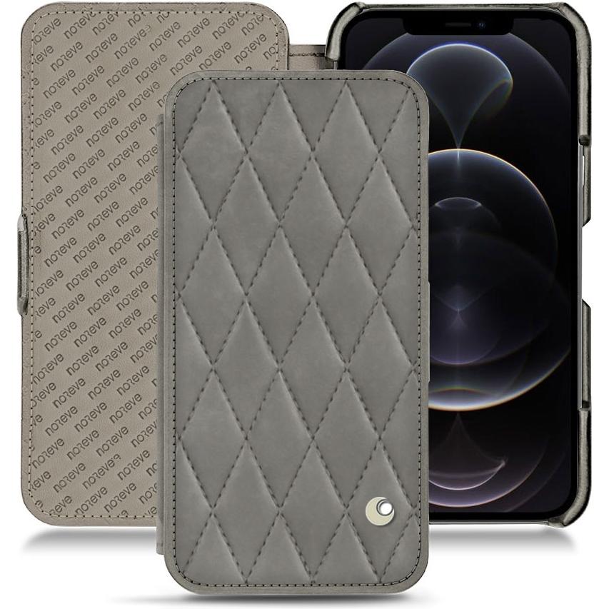 Noreve Lederschutzhülle horizontal (Apple iPhone 12 Pro Max), Smartphone Hülle, Grau