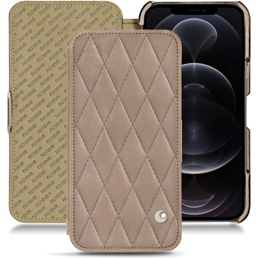 Noreve Lederschutzhülle horizontal (Apple iPhone 12 Pro Max), Smartphone Hülle, Beige