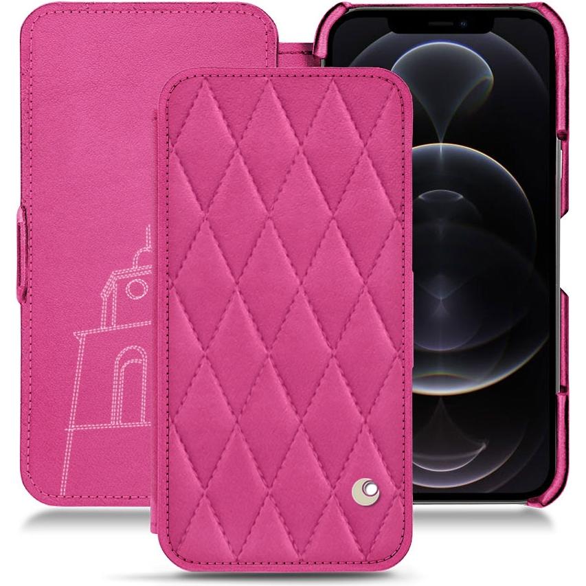 Noreve Lederschutzhülle horizontal (Apple iPhone 12 Pro Max), Smartphone Hülle, Rosa