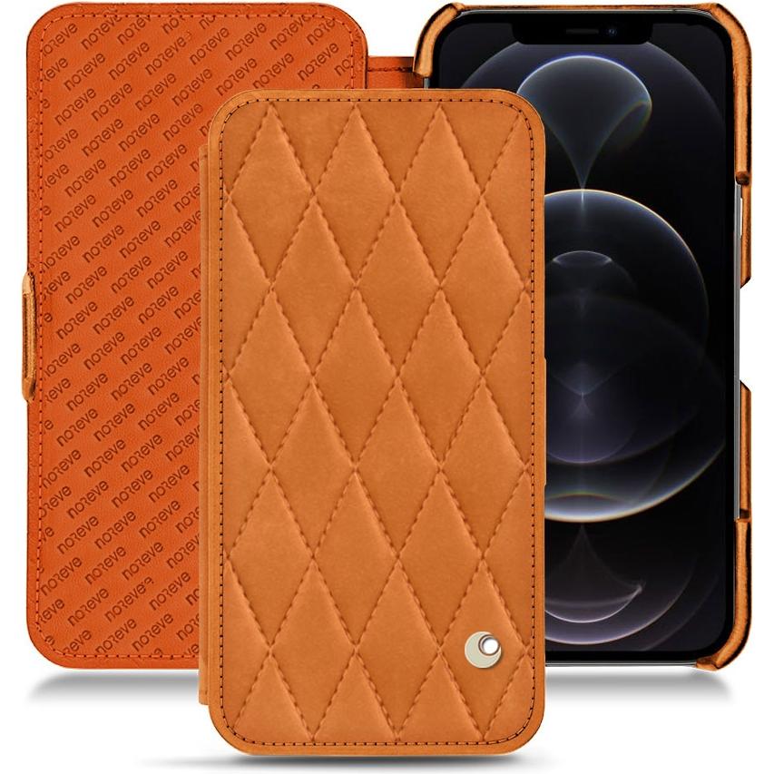 Noreve Lederschutzhülle horizontal (Apple iPhone 12 Pro Max), Smartphone Hülle, Orange