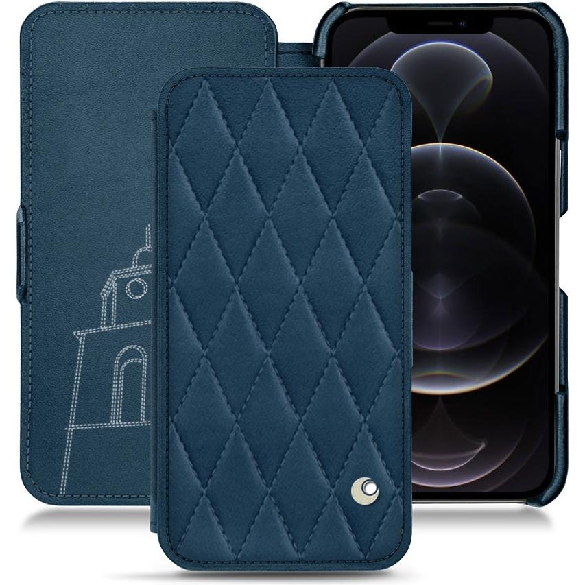 Noreve Lederschutzhülle horizontal (Apple iPhone 12 Pro Max), Smartphone Hülle, Blau