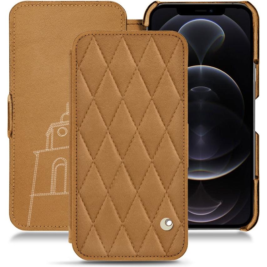 Noreve Lederschutzhülle horizontal (Apple iPhone 12 Pro Max), Smartphone Hülle, Braun