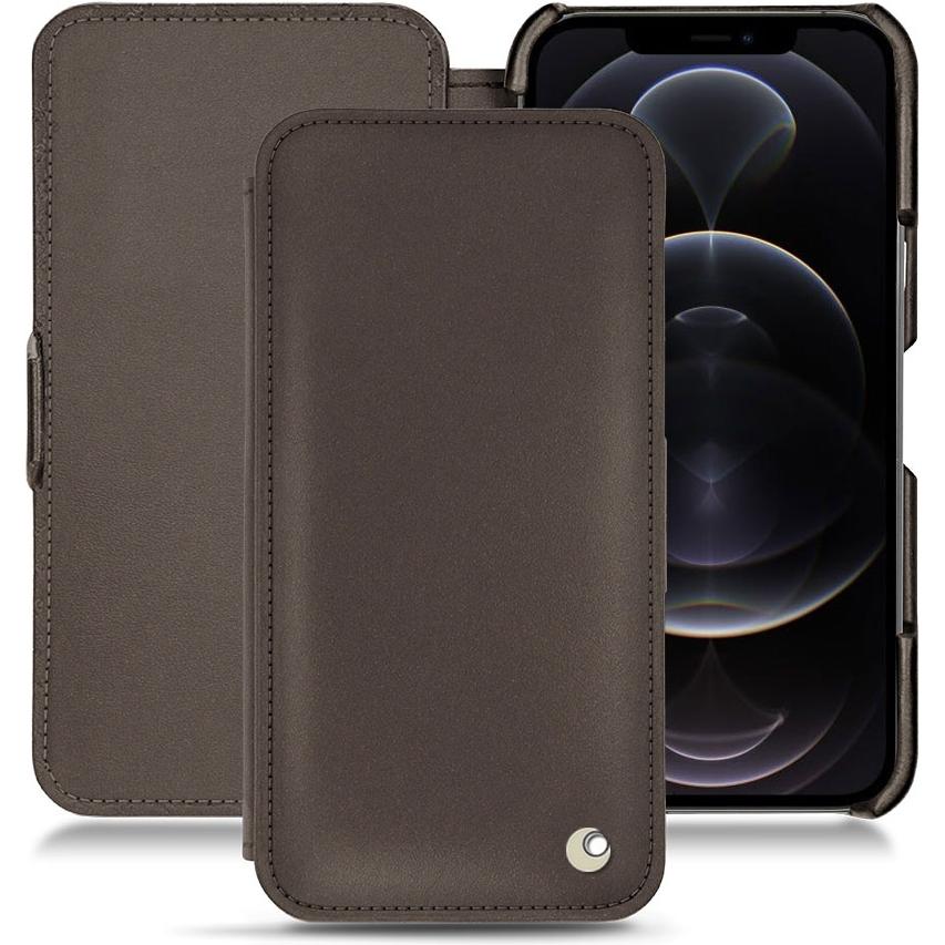 Noreve Lederschutzhülle horizontal (Apple iPhone 12 Pro Max), Smartphone Hülle, Grau