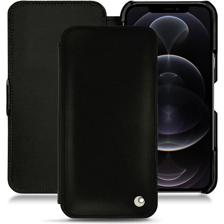 Noreve Lederschutzhülle horizontal (Apple iPhone 12 Pro Max), Smartphone Hülle, Schwarz