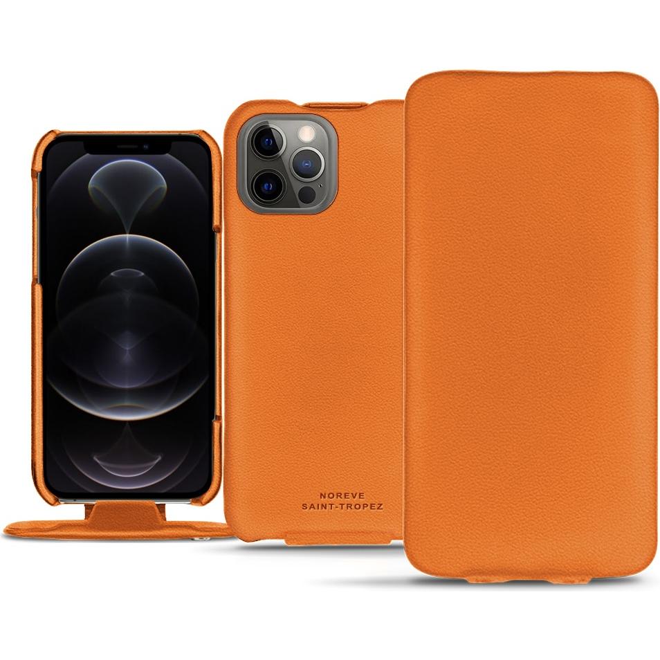 Noreve Lederschutzhülle vertikal (Apple iPhone 12 Pro), Smartphone Hülle, Orange