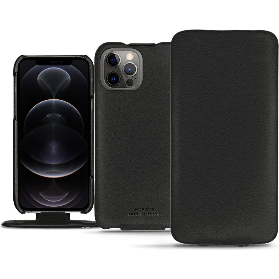 Noreve Lederschutzhülle vertikal (Apple iPhone 12 Pro), Smartphone Hülle, Schwarz