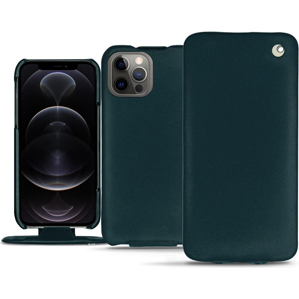 Noreve Lederschutzhülle vertikal (Apple iPhone 12 Pro), Smartphone Hülle, Blau