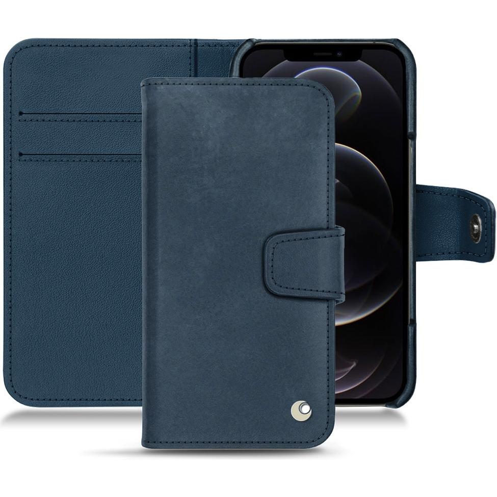 Noreve Lederschutzhülle Wallet (Apple iPhone 12 Pro), Smartphone Hülle, Blau