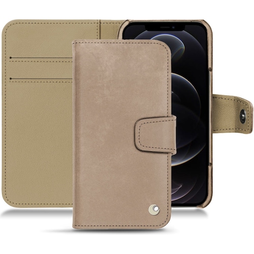 Noreve Lederschutzhülle Wallet (iPhone 12 Pro), Smartphone Hülle, Beige