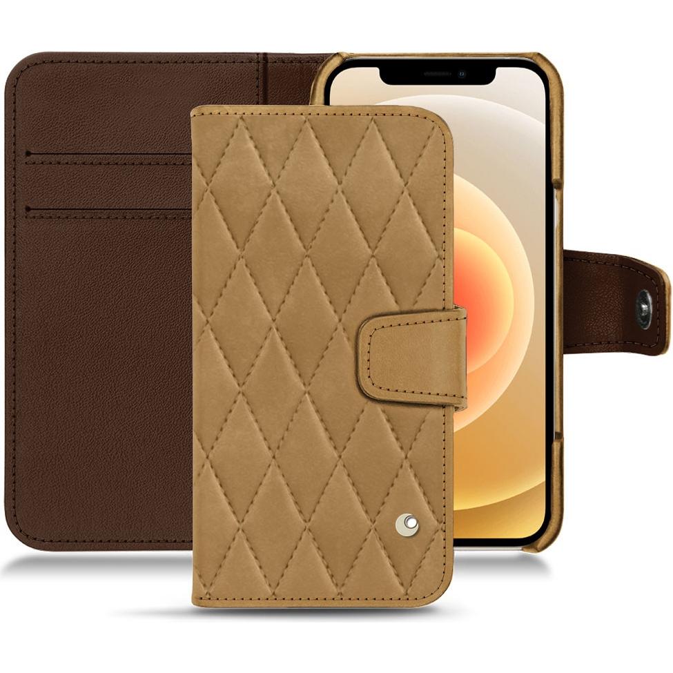 Noreve Lederschutzhülle Wallet (Apple iPhone 12 mini), Smartphone Hülle, Braun
