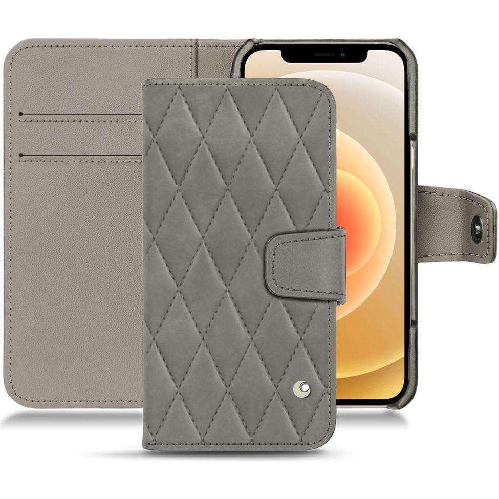Noreve Lederschutzhülle Wallet (Apple iPhone 12 mini), Smartphone Hülle, Grau