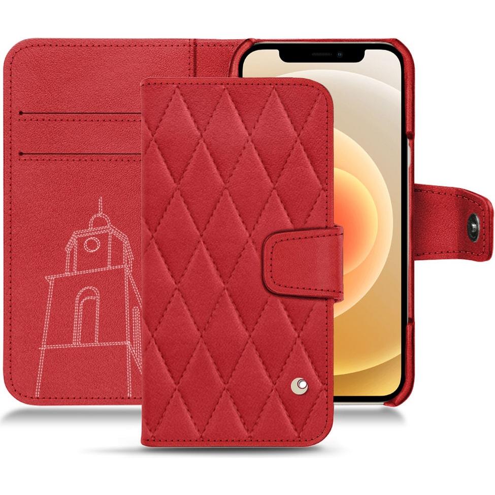 Noreve Lederschutzhülle Wallet (Apple iPhone 12 mini), Smartphone Hülle, Rot