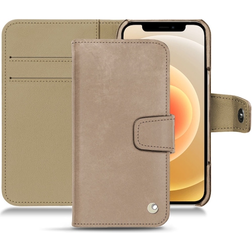 Noreve Lederschutzhülle Wallet (Apple iPhone 12 mini), Smartphone Hülle, Beige