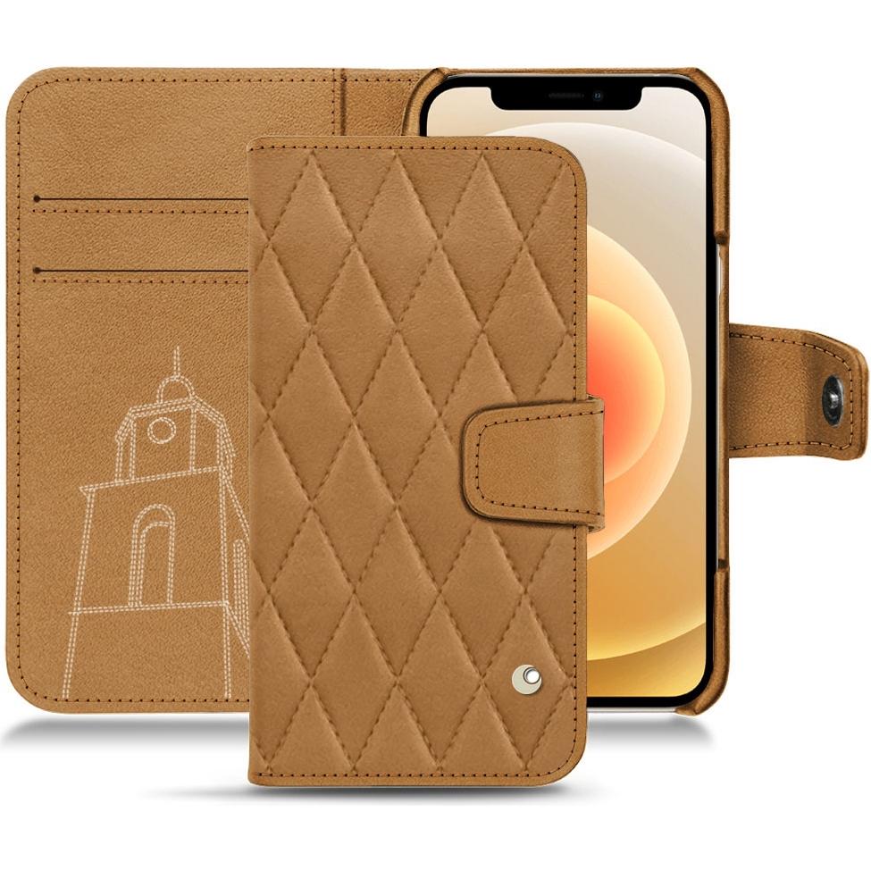 Noreve Lederschutzhülle Wallet (Apple iPhone 12 mini), Smartphone Hülle, Braun