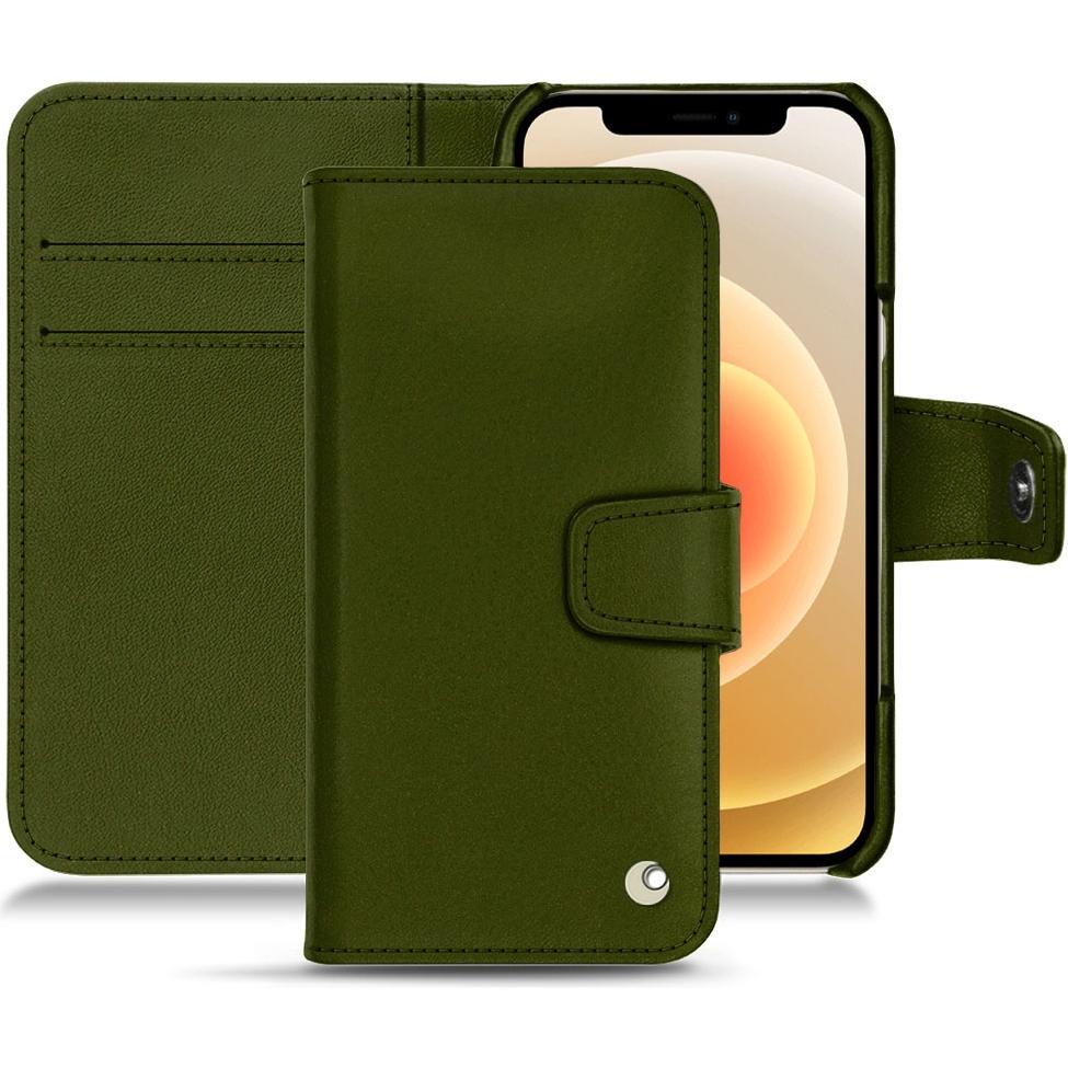 Noreve Lederschutzhülle Wallet (Apple iPhone 12 mini), Smartphone Hülle, Grün