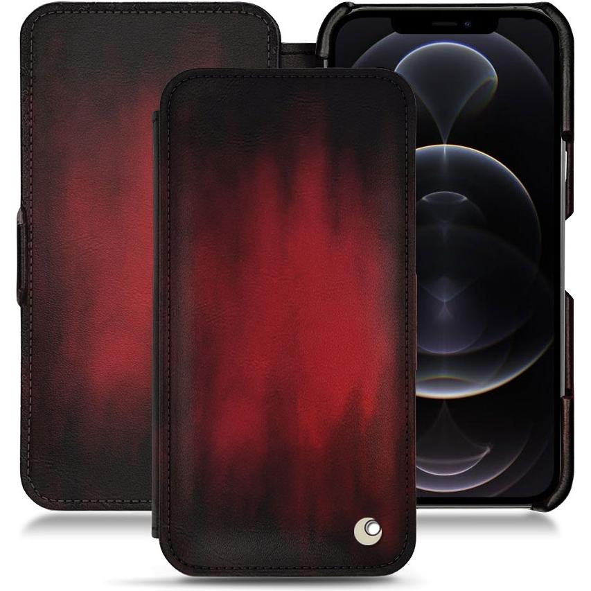 Noreve Lederschutzhülle horizontal (Apple iPhone 12 Pro), Smartphone Hülle, Rot