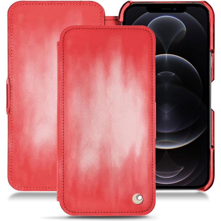 Noreve Lederschutzhülle horizontal (Apple iPhone 12 Pro), Smartphone Hülle, Rosa