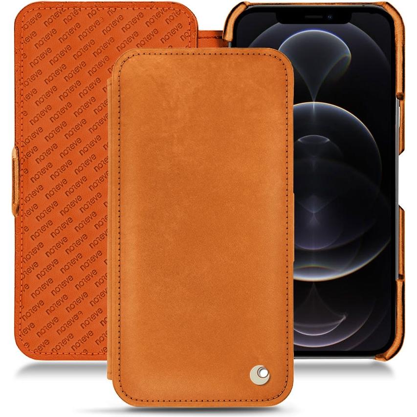 Noreve Lederschutzhülle horizontal (Apple iPhone 12 Pro), Smartphone Hülle, Orange