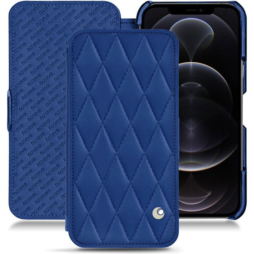 Noreve Lederschutzhülle horizontal (Apple iPhone 12 Pro), Smartphone Hülle, Blau
