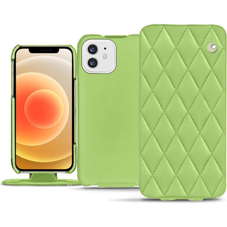 Noreve Lederschutzhülle vertikal (Apple iPhone 12), Smartphone Hülle, Grün