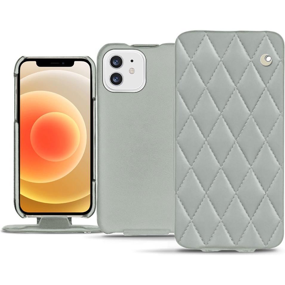 Noreve Lederschutzhülle vertikal (Apple iPhone 12), Smartphone Hülle, Grau