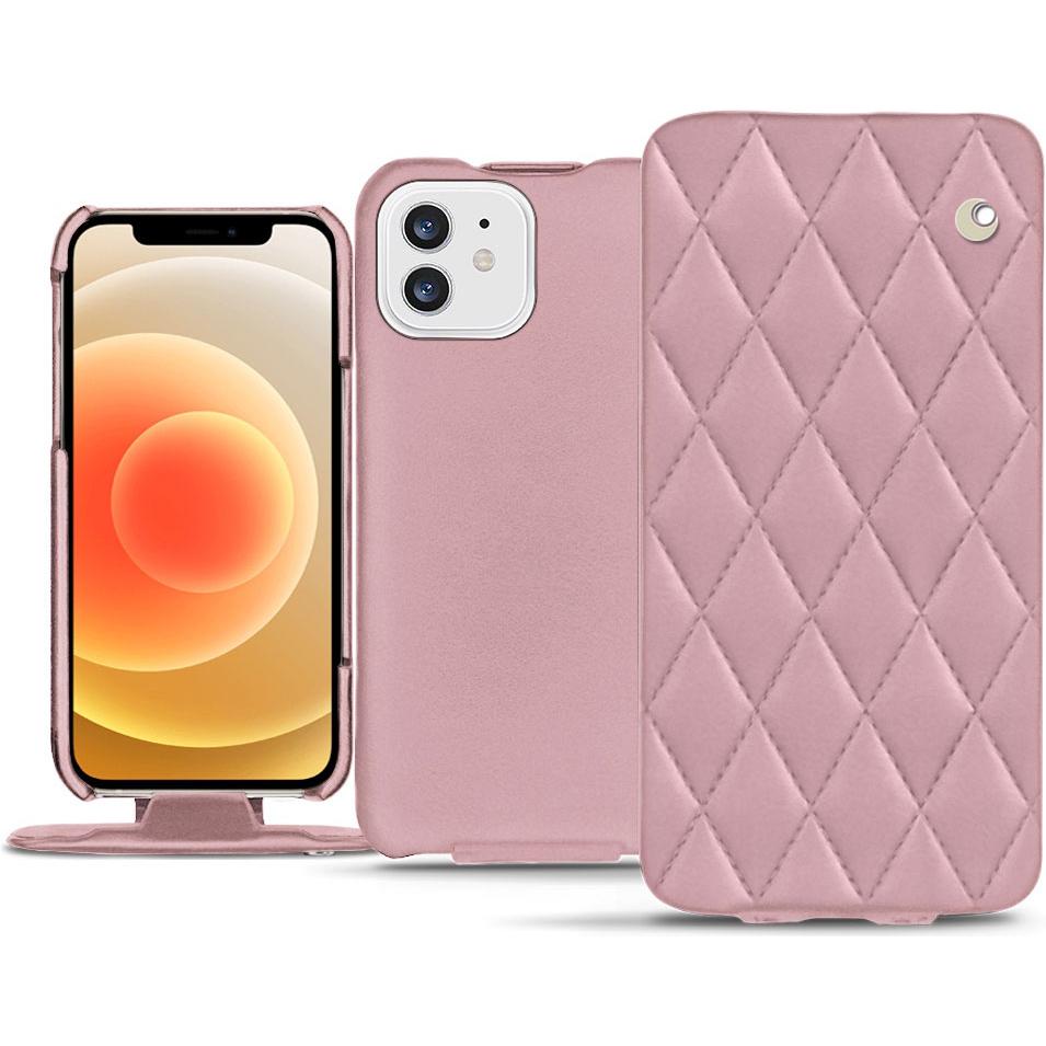 Noreve Lederschutzhülle vertikal (Apple iPhone 12), Smartphone Hülle, Rosa