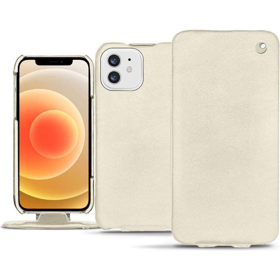Noreve Lederschutzhülle vertikal (Apple iPhone 12), Smartphone Hülle, Weiss