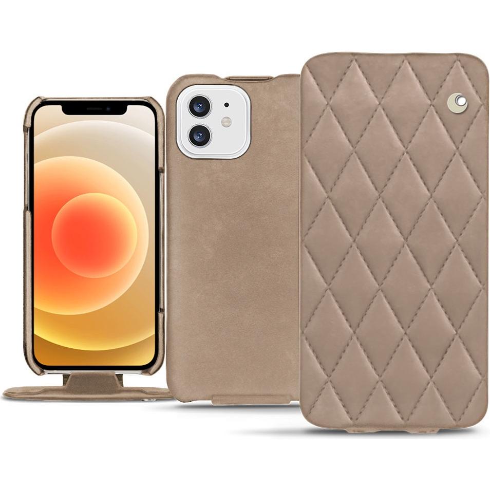 Noreve Lederschutzhülle vertikal (Apple iPhone 12), Smartphone Hülle, Beige