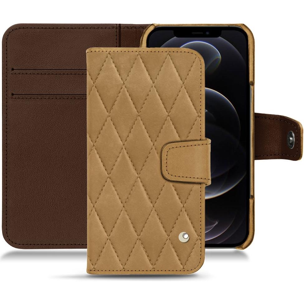 Noreve Lederschutzhülle Wallet (Apple iPhone 12 Pro), Smartphone Hülle, Braun