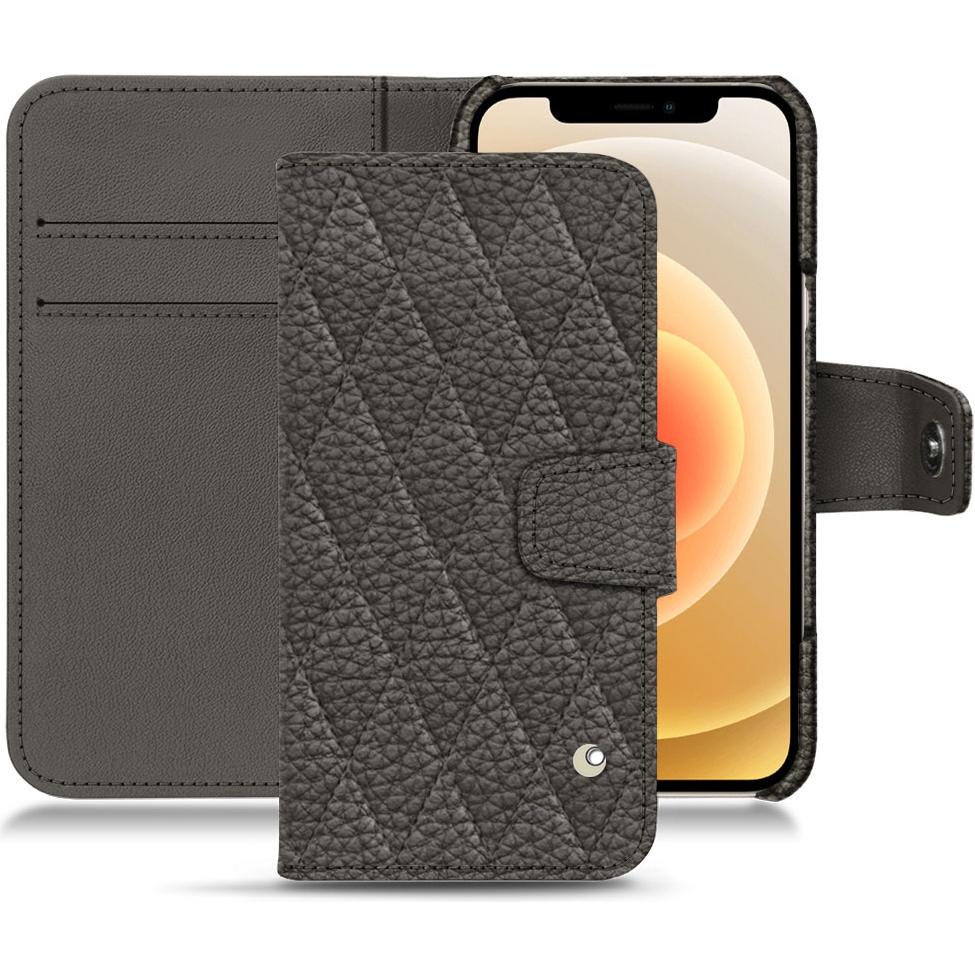 Noreve Lederschutzhülle Wallet (Apple iPhone 12 mini), Smartphone Hülle, Grau