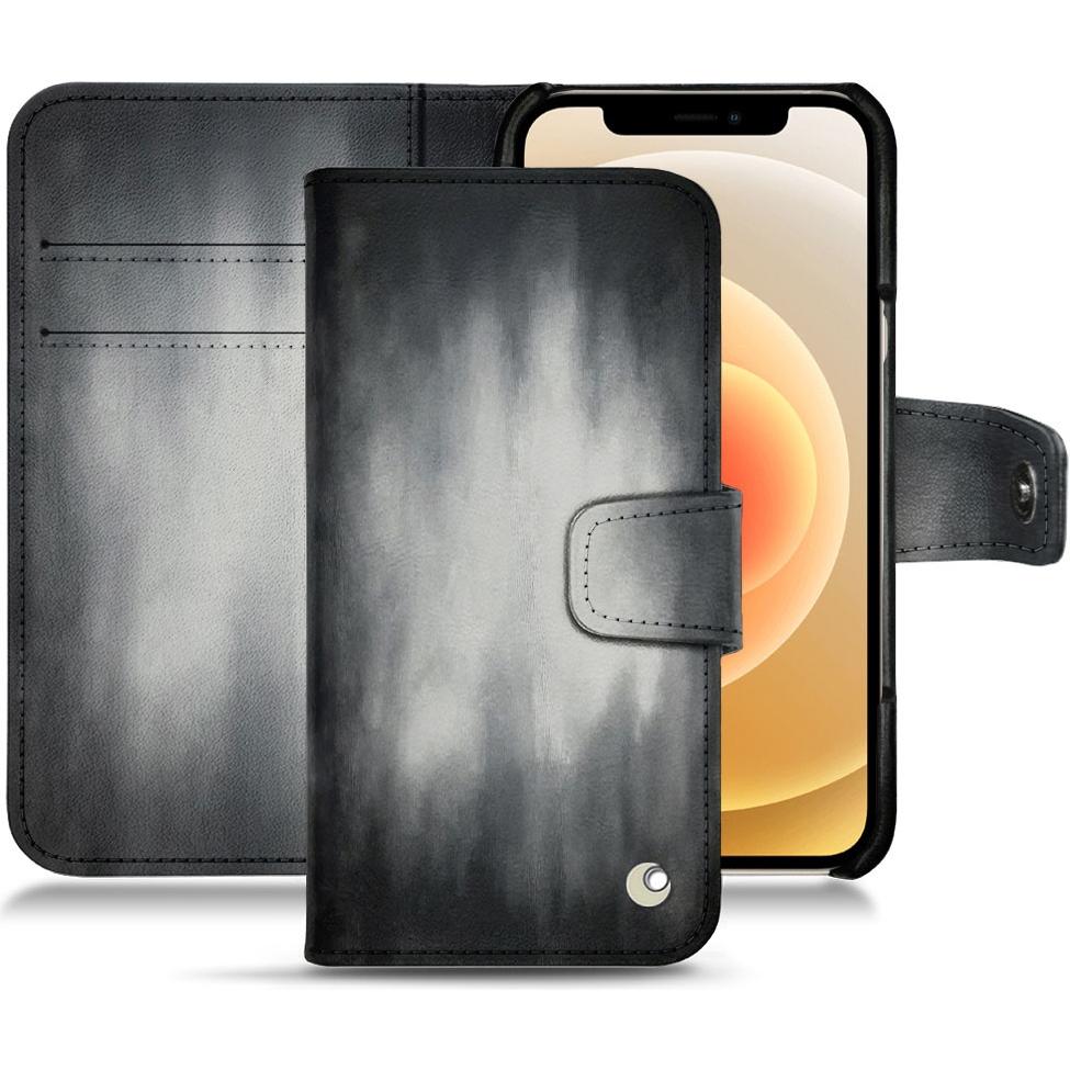 Noreve Lederschutzhülle Wallet (Apple iPhone 12 mini), Smartphone Hülle, Grau