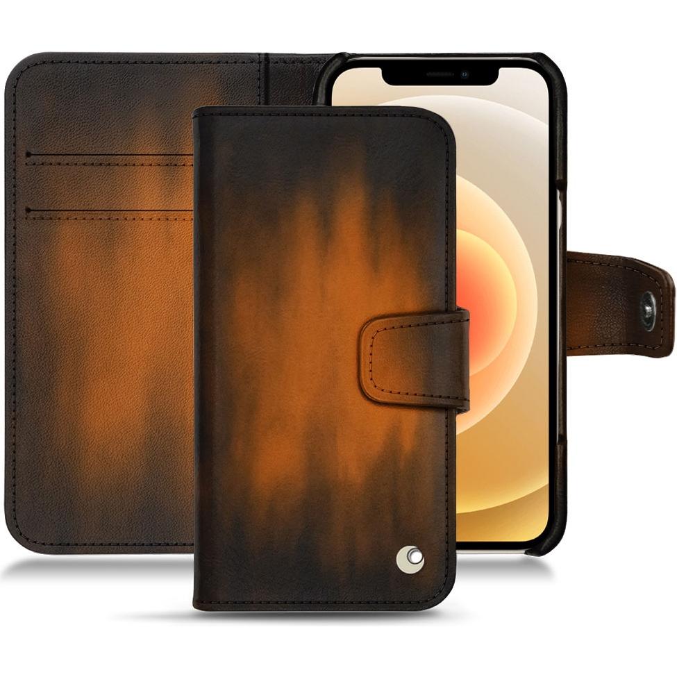 Noreve Lederschutzhülle Wallet (Apple iPhone 12 mini), Smartphone Hülle, Braun