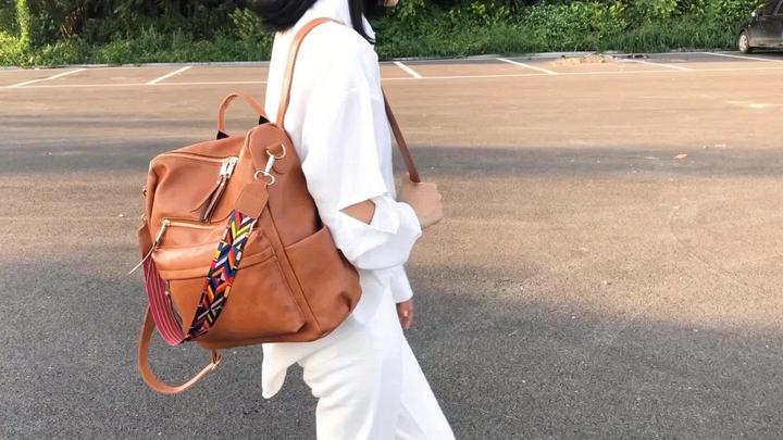 Immagine prodotto Only-Bags.Store Borsa zaino retrò, borsa a tracolla a due vie con tracolla Boho, zaino scuola in pelle vegana