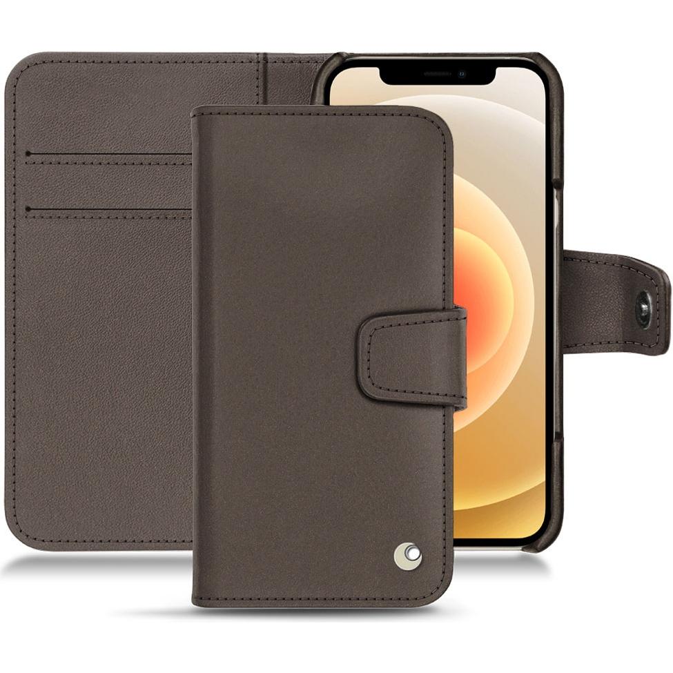 Noreve Lederschutzhülle Wallet (Apple iPhone 12 mini), Smartphone Hülle, Grau